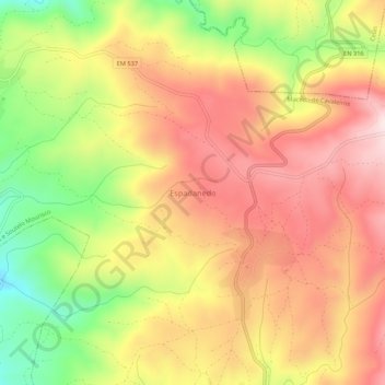 Topografische Karte Espadanedo, Höhe, Relief