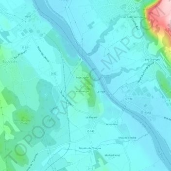 Topografische Karte Quirieu, Höhe, Relief