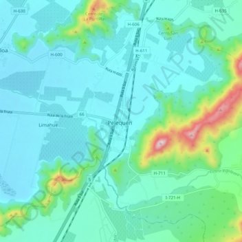 Topografische Karte Pelequén, Höhe, Relief