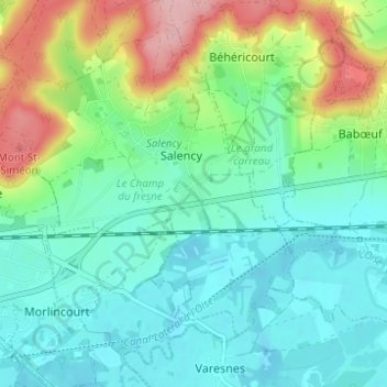 Topografische Karte La Rosière, Höhe, Relief
