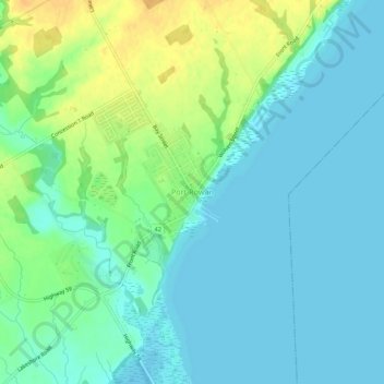 Topografische Karte Port Rowan, Höhe, Relief