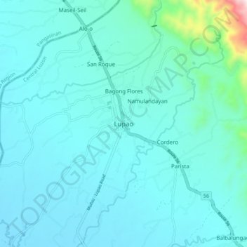 Topografische Karte Lupao, Höhe, Relief