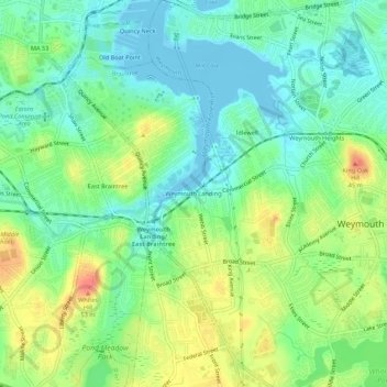 Topografische Karte Weymouth Landing, Höhe, Relief