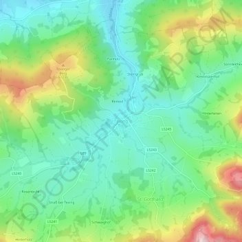 Topografische Karte Texing, Höhe, Relief