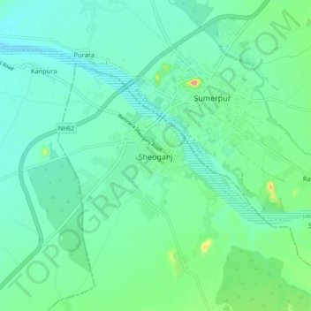 Topografische Karte Sheoganj, Höhe, Relief