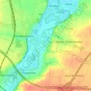 Topografische Karte Kleinkorbetha, Höhe, Relief
