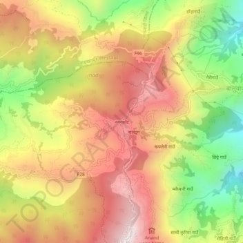 Topografische Karte Nagarkot, Höhe, Relief