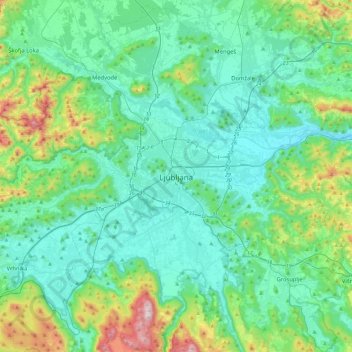 Topografische Karte Laibach, Höhe, Relief