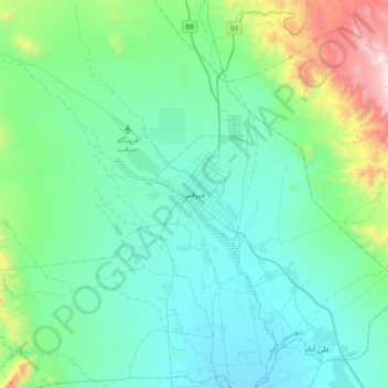 Topografische Karte Jiroft, Höhe, Relief