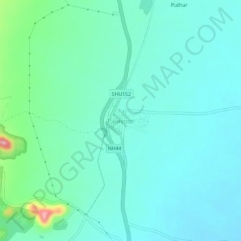 Topografische Karte Palavoor, Höhe, Relief
