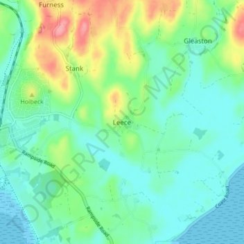 Topografische Karte Leece, Höhe, Relief