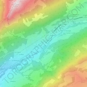 Topografische Karte Carrouge, Höhe, Relief