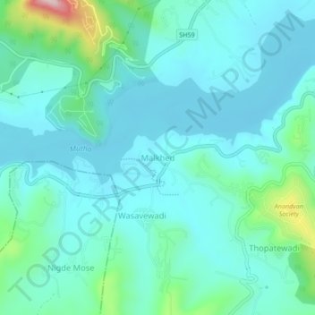 Topografische Karte Malkhed, Höhe, Relief