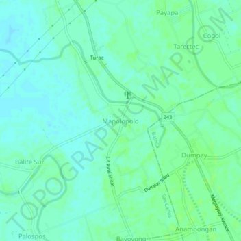 Topografische Karte Mapolopolo, Höhe, Relief