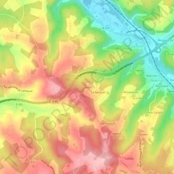 Topografische Karte Laurent, Höhe, Relief