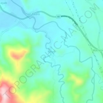 Topografische Karte Milad, Höhe, Relief