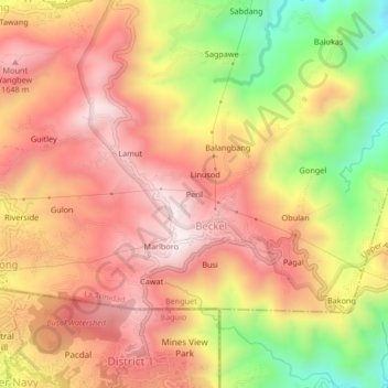 Topografische Karte Peril, Höhe, Relief