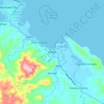 Topografische Karte Mobo, Höhe, Relief
