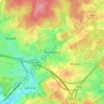 Topografische Karte Molinfaing, Höhe, Relief