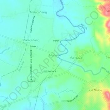 Topografische Karte Mapalad, Höhe, Relief