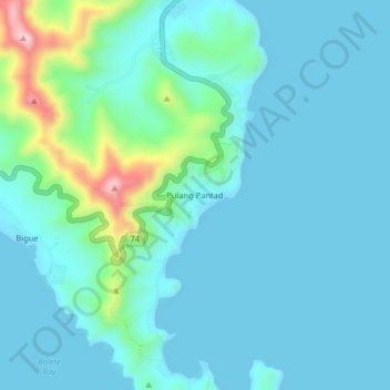 Topografische Karte Pulang Pantad, Höhe, Relief
