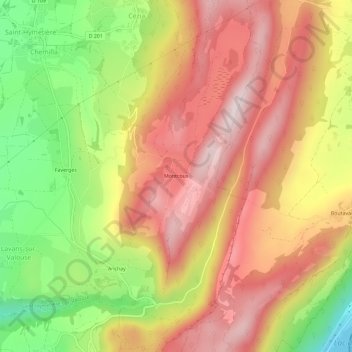 Topografische Karte Montcoux, Höhe, Relief