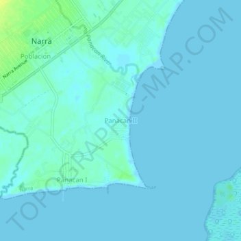 Topografische Karte Panacan II, Höhe, Relief