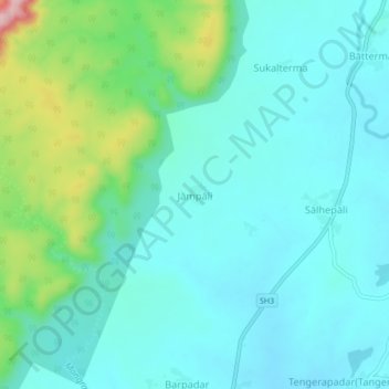 Topografische Karte Jampali, Höhe, Relief