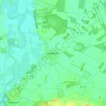 Topografische Karte Vesbeck, Höhe, Relief