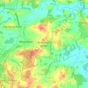 Topografische Karte Wivelsfield Green, Höhe, Relief