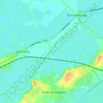 Topografische Karte Athelney, Höhe, Relief
