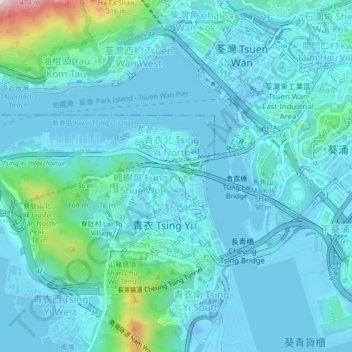 Topografische Karte 聖保祿村, Höhe, Relief