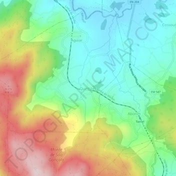 Topografische Karte Quintiães, Höhe, Relief