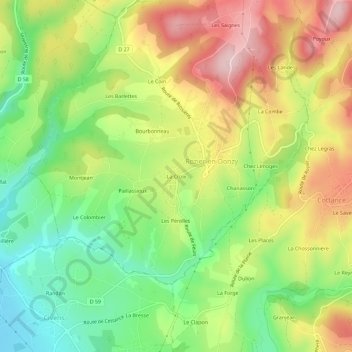 Topografische Karte La Croix, Höhe, Relief