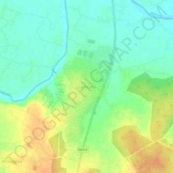 Topografische Karte Garhbeta, Höhe, Relief