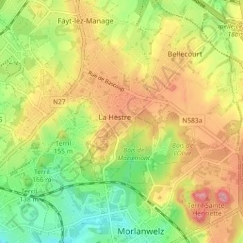 Topografische Karte Carondelet, Höhe, Relief