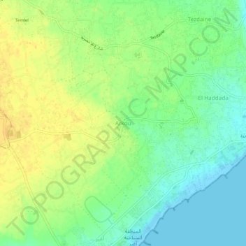 Topografische Karte Arkou, Höhe, Relief