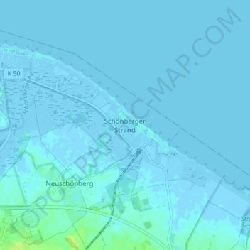 Topografische Karte Schönberger Strand, Höhe, Relief