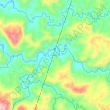 Topografische Karte Labangon, Höhe, Relief
