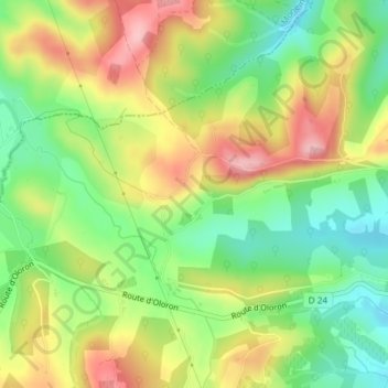 Topografische Karte Ilhe, Höhe, Relief