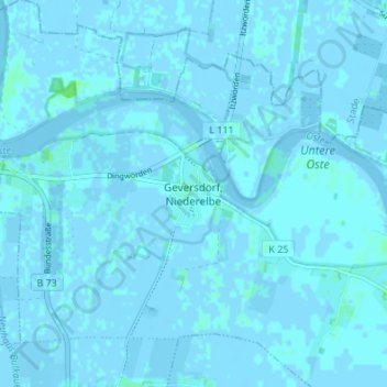 Topografische Karte Geversdorf, Niederelbe, Höhe, Relief