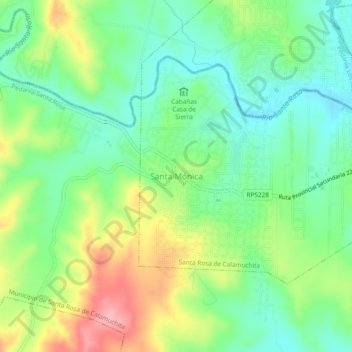 Topografische Karte Santa Mónica, Höhe, Relief