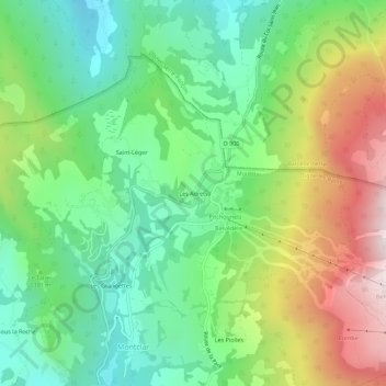 Topografische Karte Les Adrets, Höhe, Relief