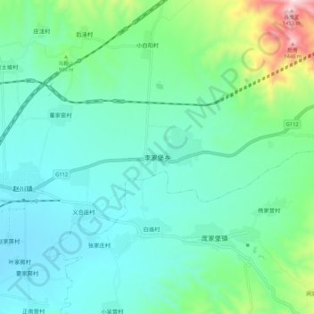 Topografische Karte 李家堡乡, Höhe, Relief