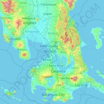 Topografische Karte Grand Manille, Höhe, Relief