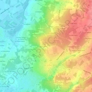Topografische Karte La Ceriseraie, Höhe, Relief