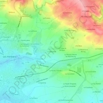 Topografische Karte La Pellinière, Höhe, Relief