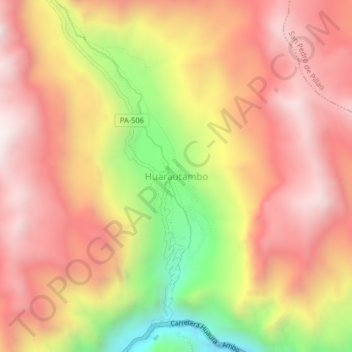 Topografische Karte Huarautambo, Höhe, Relief