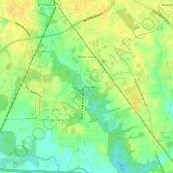 Topografische Karte Lincoln Heights, Höhe, Relief