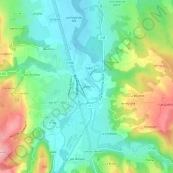 Topografische Karte Valette, Höhe, Relief